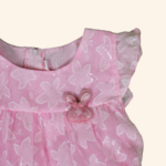Girls Pink Cotton Frock - Image 4