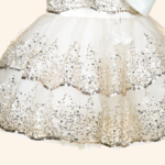 Girls White Short Frock - Image 3