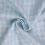 Linen Sky Blue Checkered Shirt Fabric - Image 2