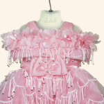 Girls Peach Short Frock - Image 2