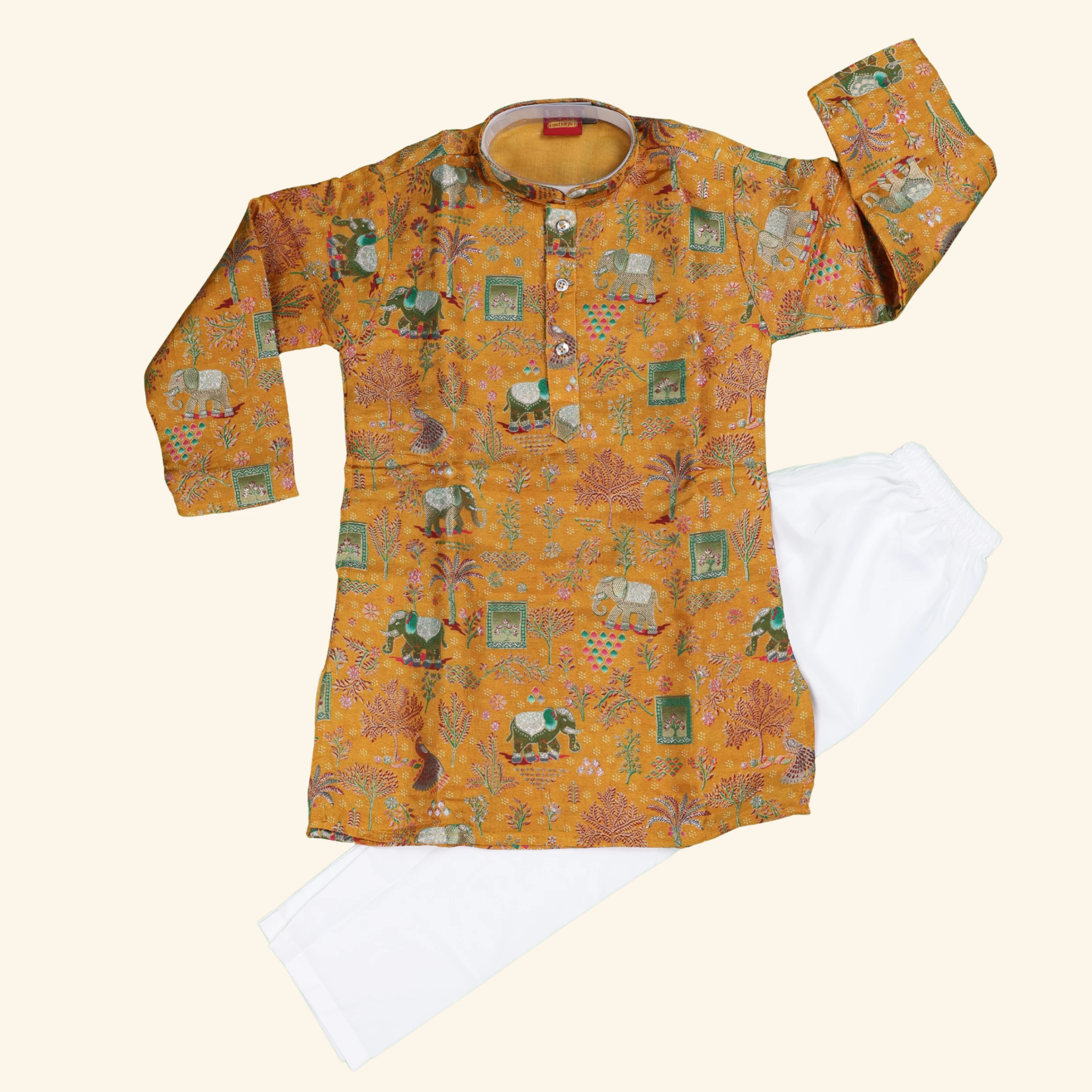 Boys Mustard Yellow Kurta Pyjama (1) Boys Mustard Yellow Kurta Pyjama - Image 1