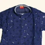 Boys Navy Blue Kurta Pyjama - Image 2