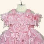 Girls Peach Short Frock - Image 4