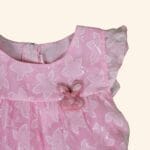 Girls Pink Cotton Frock - Image 3