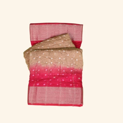 Brown chanderi fancy saree (1)
