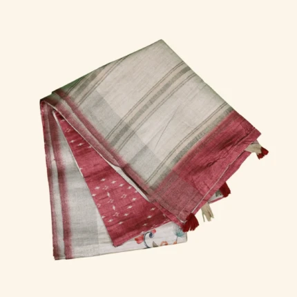 Crimson Red Tussar Fancy Saree (1)