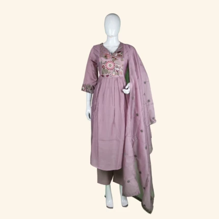 DARK PEACH KURTI SET (1)