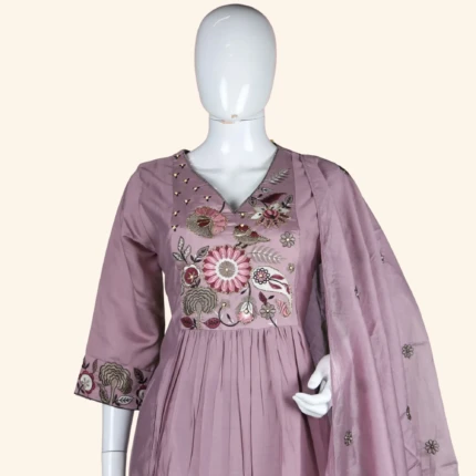 DARK PEACH KURTI SET (2)