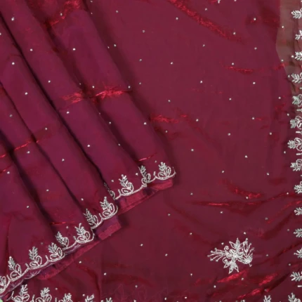 Deep Maroon Work Saree (2)