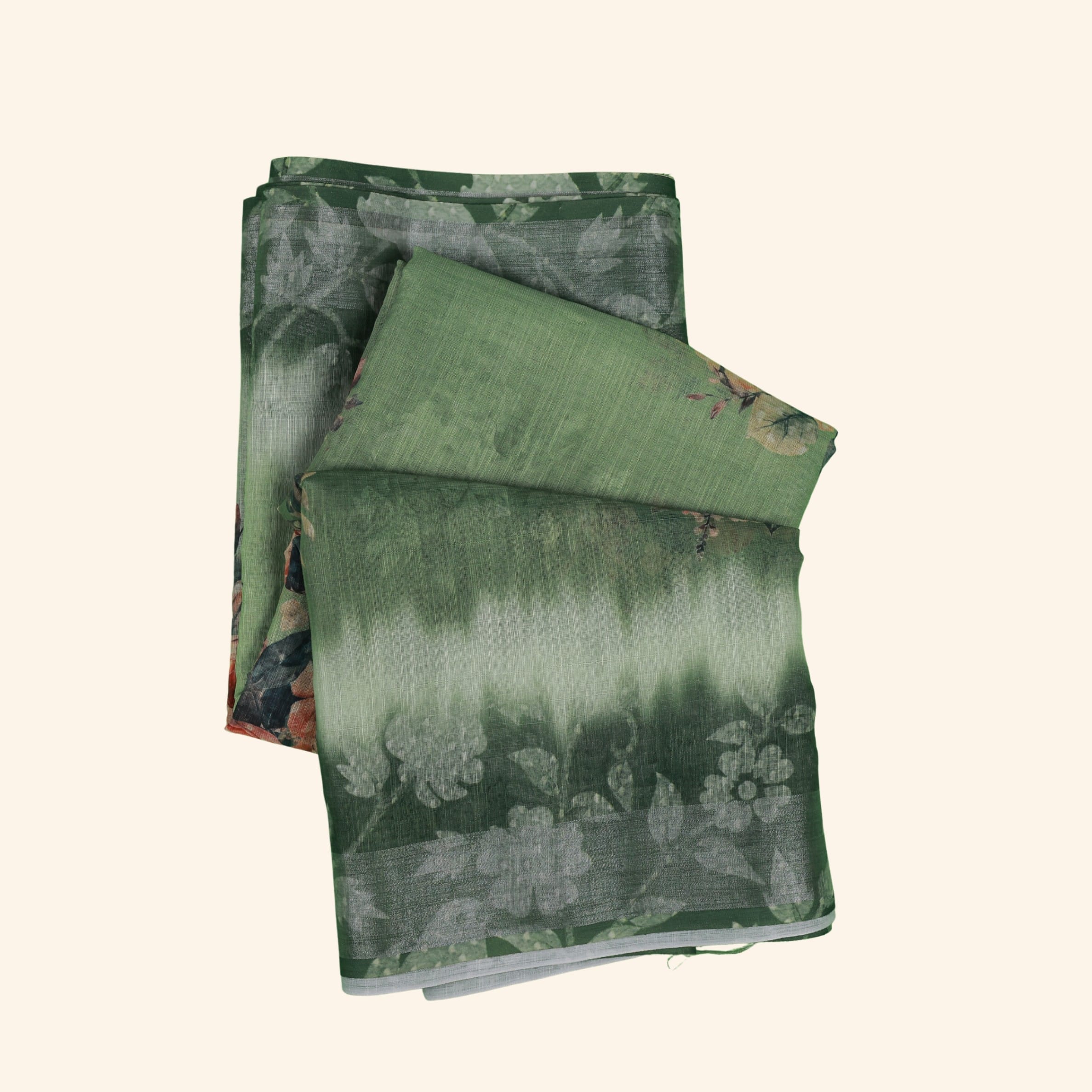 green lenin fancy saree (1) Green Lenin Fancy Saree - Image 1