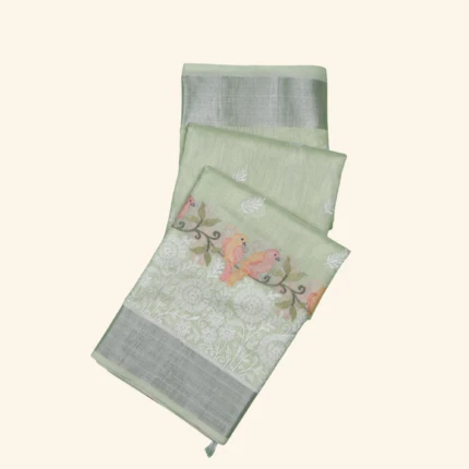 Light Green Tissue Fancy Saree (1)