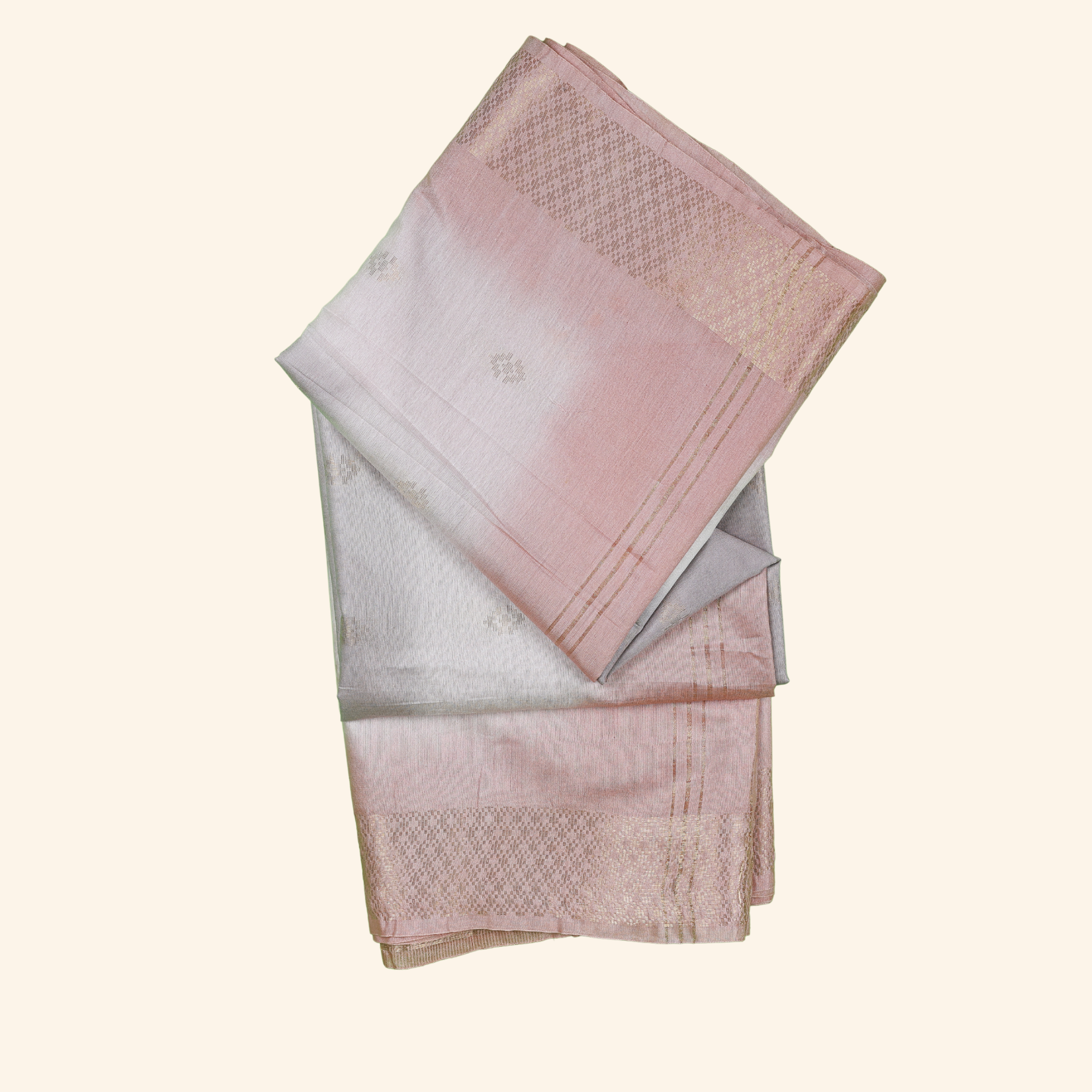 light pink tussar saree (2) Ash Tussar Saree - Image 1