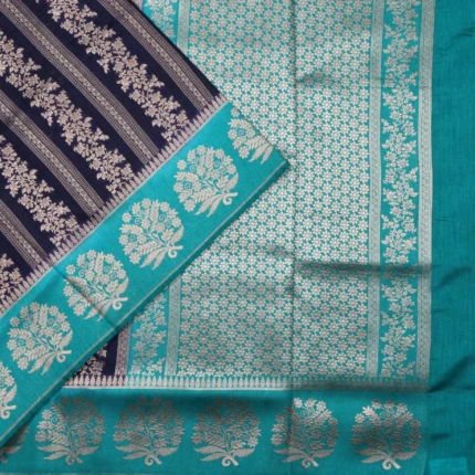 Navy Blue Tussar Fancy Saree (2)