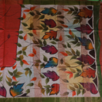 Orange Hand Painted Tussar Silk Saree - Image 3