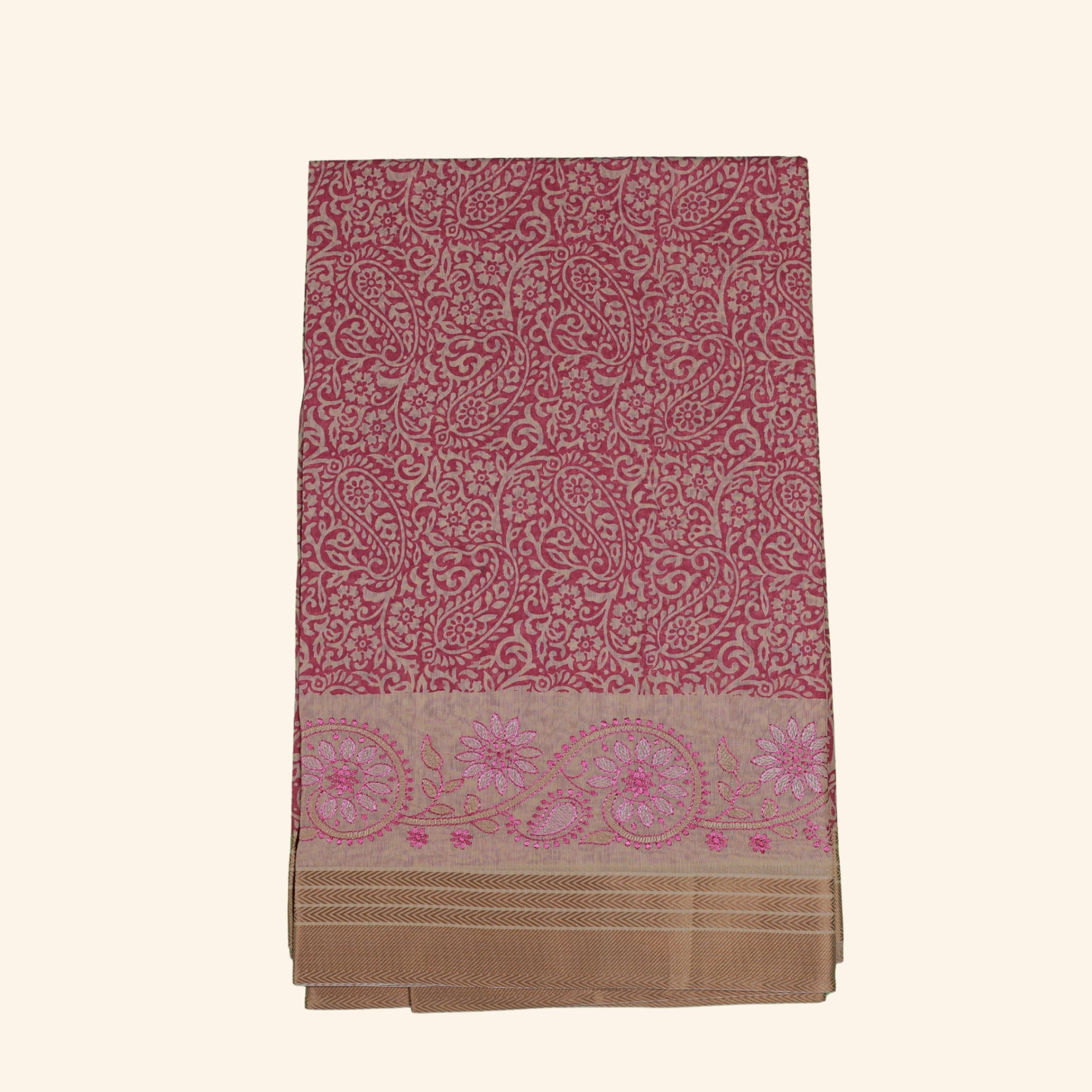 pink chanderi cotton saree (1) Pink Chanderi Cotton Saree - Image 1