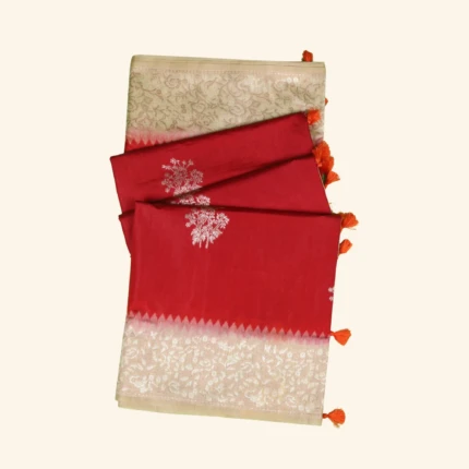 Red raw silk saree (1)