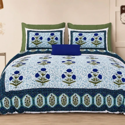blue cotton king size bedsheet (1)