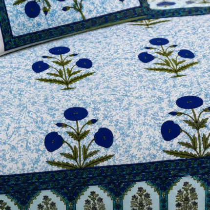 blue cotton king size bedsheet (2)