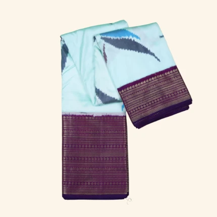 Blue Pochampally Pattu Saree (1)