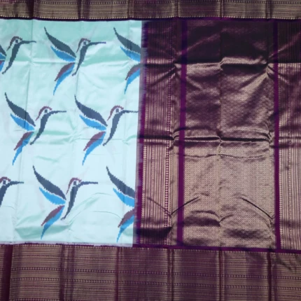 Blue Pochampally Pattu Saree (2)