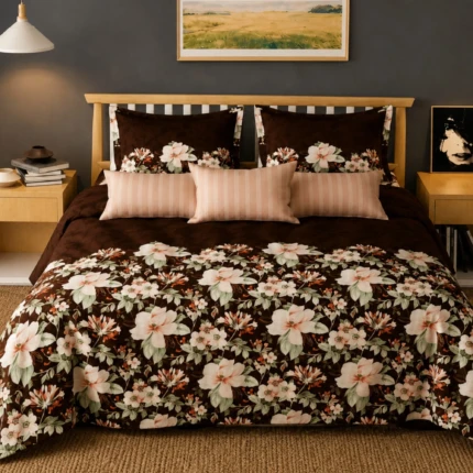 brown cotton king size fitted bedsheet (1)