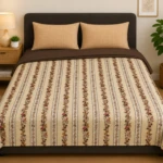 Cream Cotton Double Cot Bedsheet (3)
