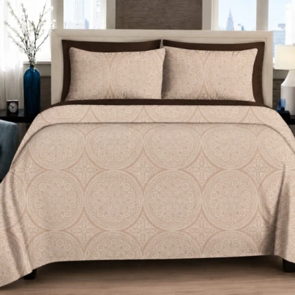 cream cotton king size fitted bedsheet (1)