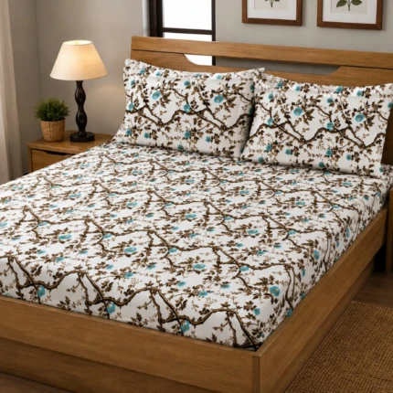 floral cotton king size fitted bedsheet (3)