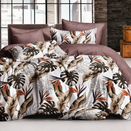 Leaf Print Cotton Double Cot Bedsheet (1)
