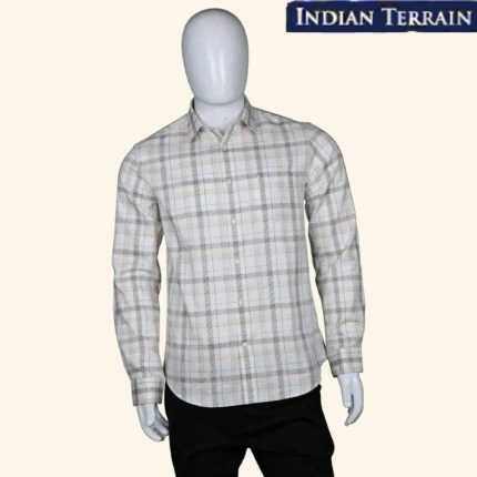 Mens Beige Checks Shirt (1)