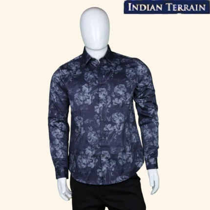 Mens Navy Blue Floral Shirt (1)