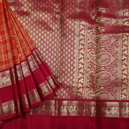 Orange Kanchipuram Pattu Saree (2)