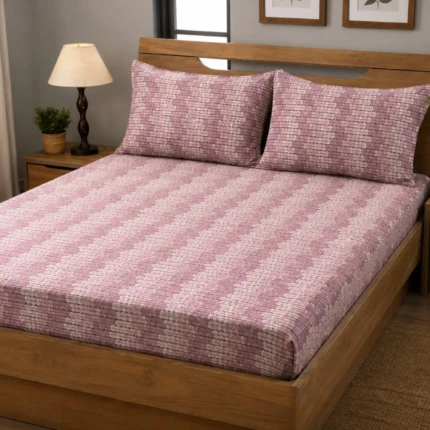 pink cotton kingsize fitted bedsheet (2)