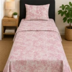 Pink Cotton Single Cot Bedsheet (1)