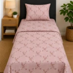 Pink Floral Single Cot Bedsheet (3)