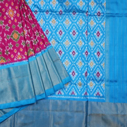 Pink Pochampally Pattu Saree (2)