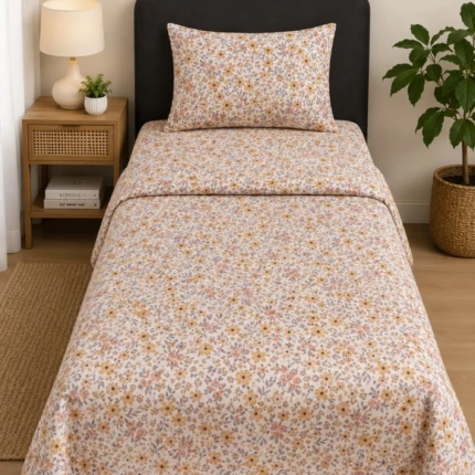 White Cotton Single Cot Bedsheet (1)