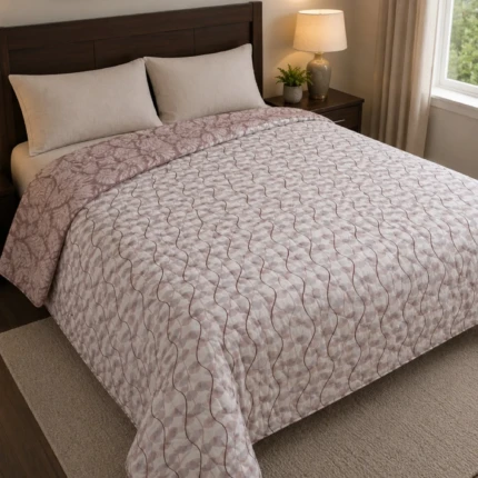 White Leaf Print Cotton Comforter (1)