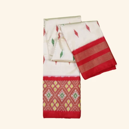 White Pochampally Pattu Saree (1)