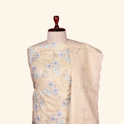 beige mull cotton dress material (2)