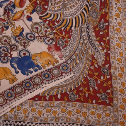 off white kalamkari cotton saree (2)