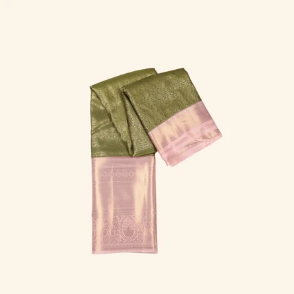 OLIVE GREEN KAMCHIPURAM SAREE (1)