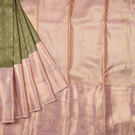 OLIVE GREEN KAMCHIPURAM SAREE (2)
