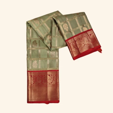 Olive green kanchipuram pattu saree (1)