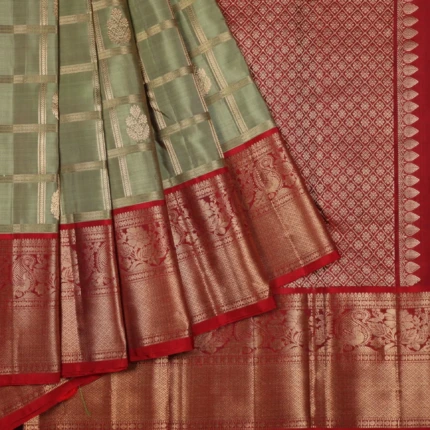 Olive green kanchipuram pattu saree (2)
