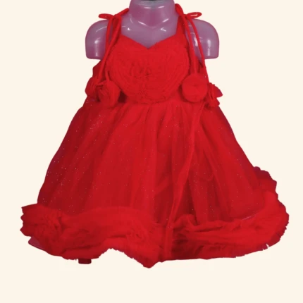 RED GIRLS SHORT FROCK (1)