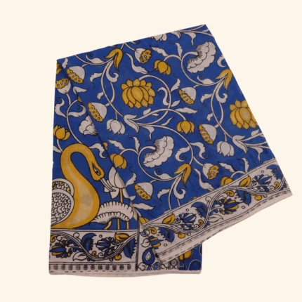 Royal blue kalamkari cotton saree (1)