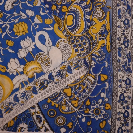 Royal blue kalamkari cotton saree (2)