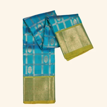 teal blue kanchipuram pattu saree (1)