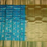 teal blue kanchipuram pattu saree (3)